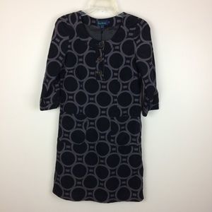 Boden Black/Gray Graduation Shift Dress Corduroy